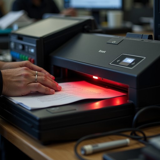 Document en cours de numérisation sur un scanner